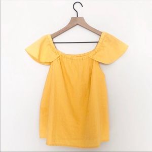 New J.crew yellow off the shoulder texture Blouse